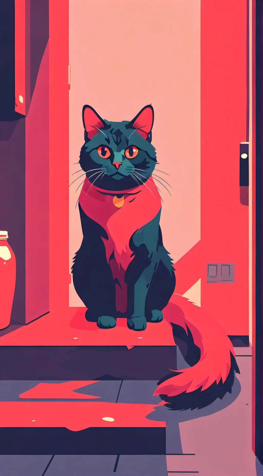 ai character: cat cafe background