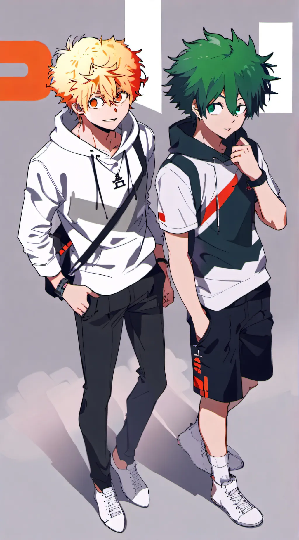 ai character: Deku and Bakugo background