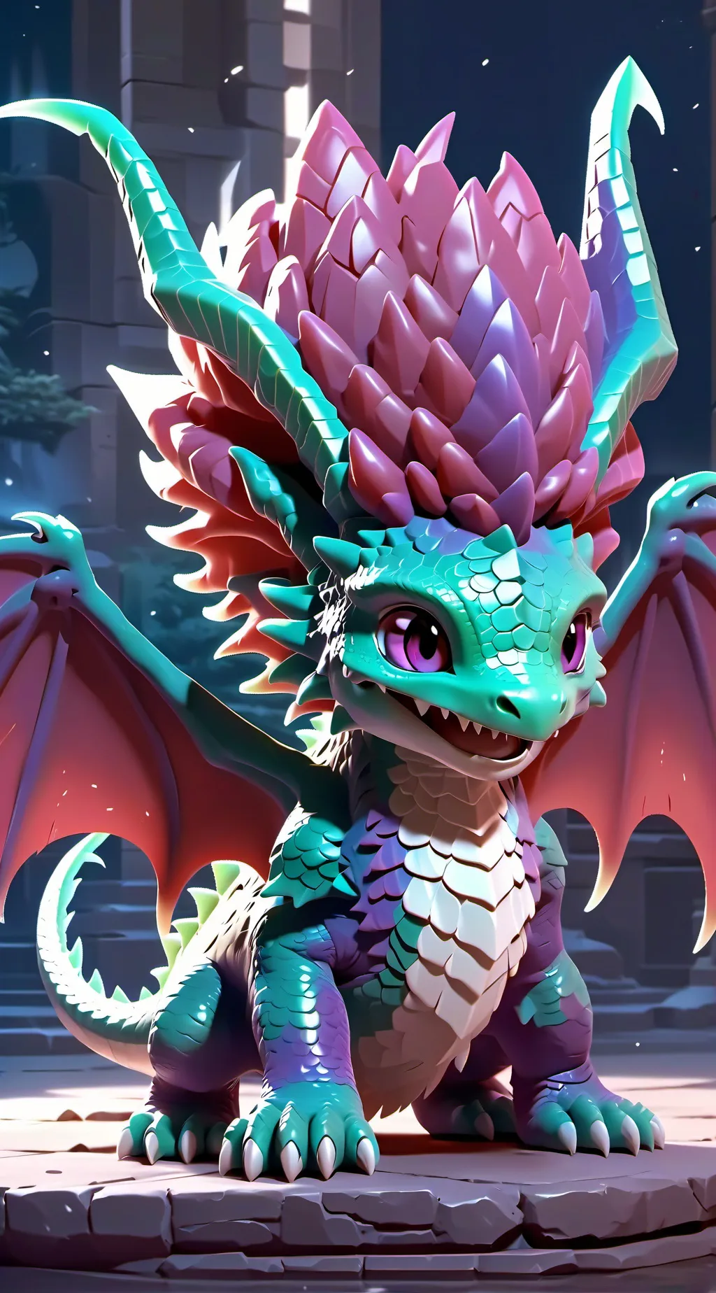 ai character: earth dragon baby  background