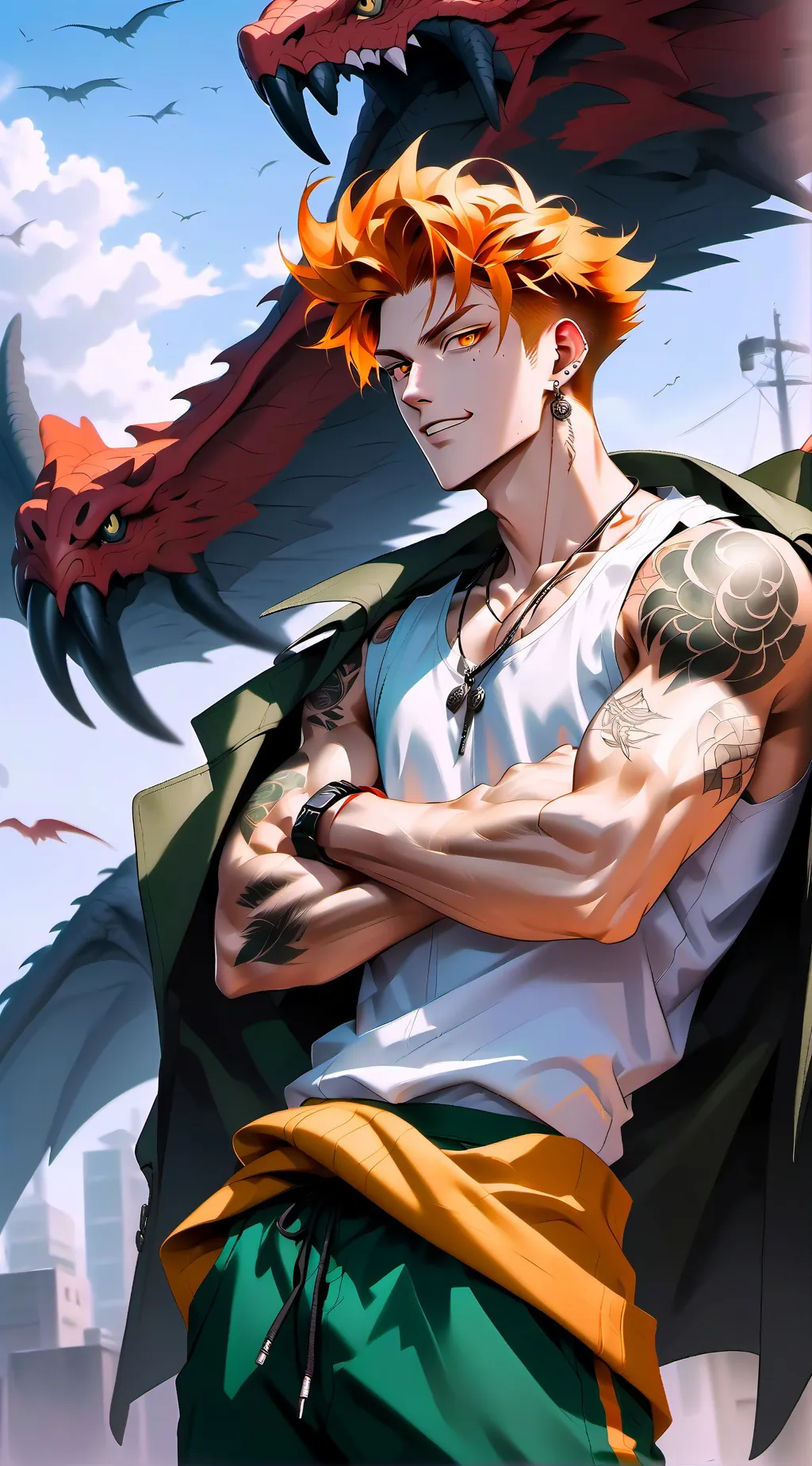 ai character: 🧡Pterry (dactyl)🧡 background