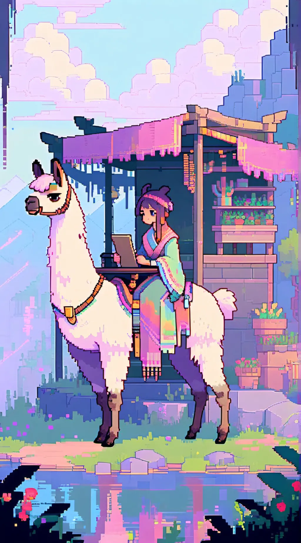 ai character: Hungry lamu background