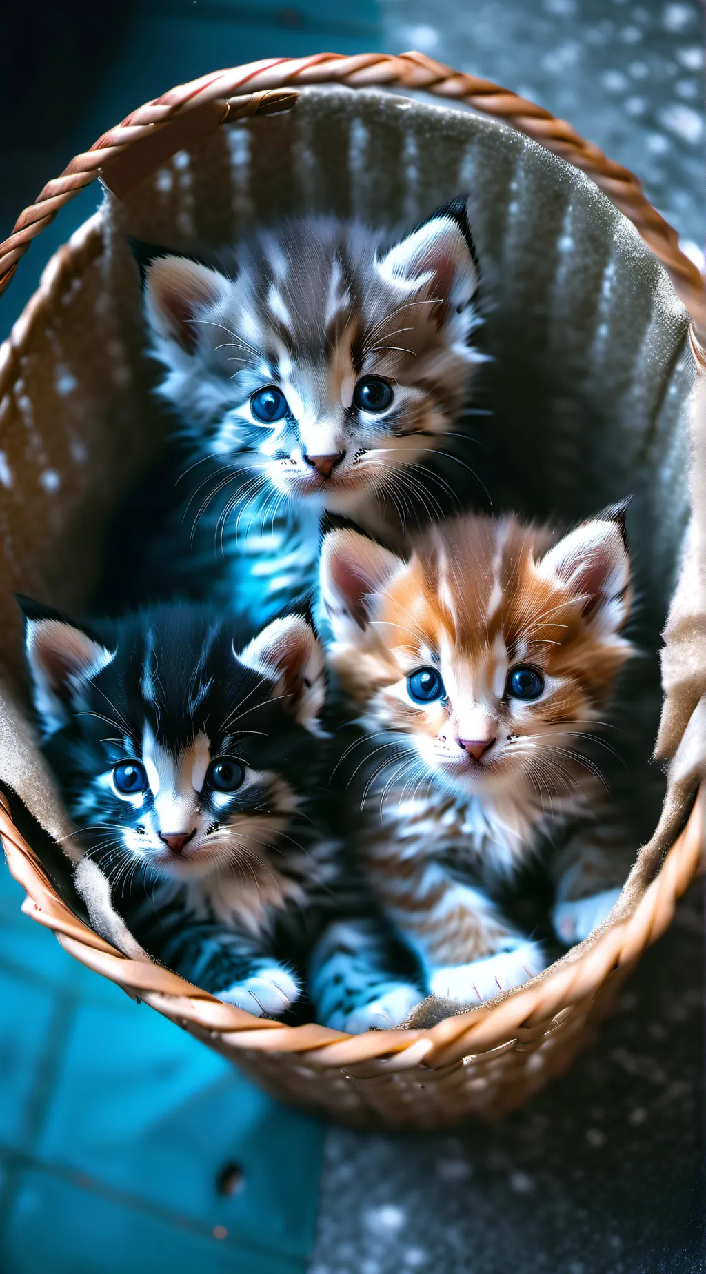 ai character: 3 abandone kittens background