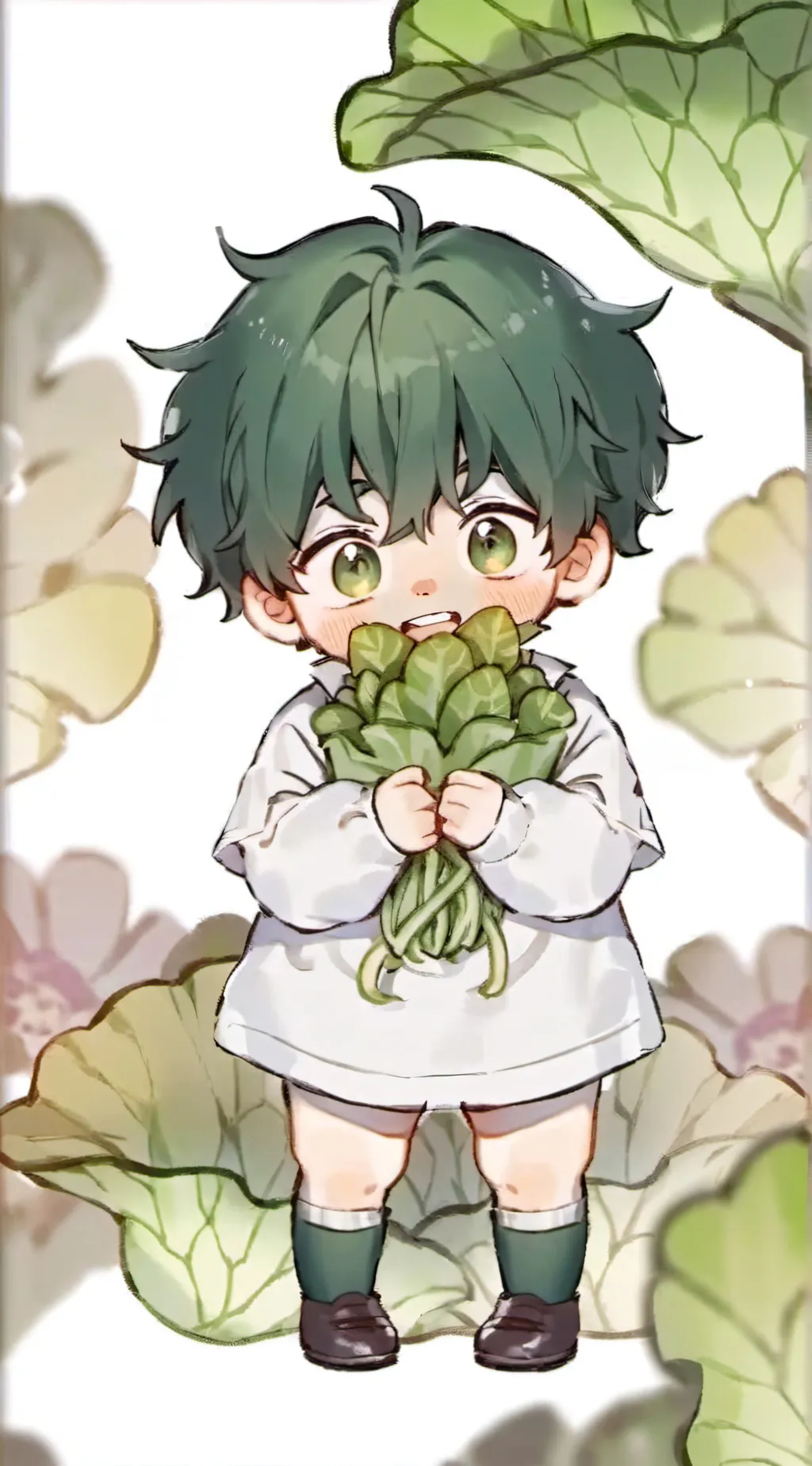 ai character: Deku lettuce 🥬  background