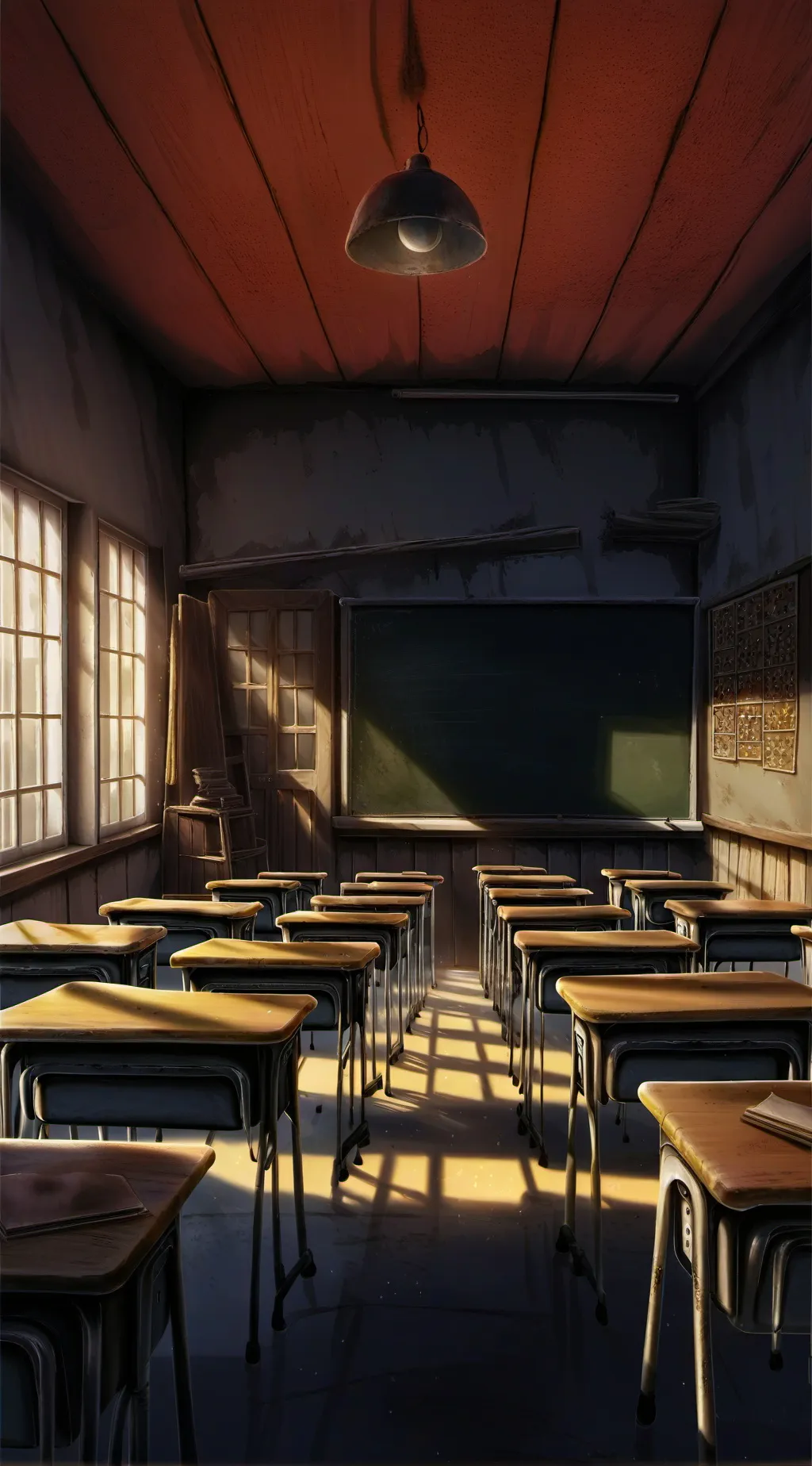 ai character: Scary classroom background