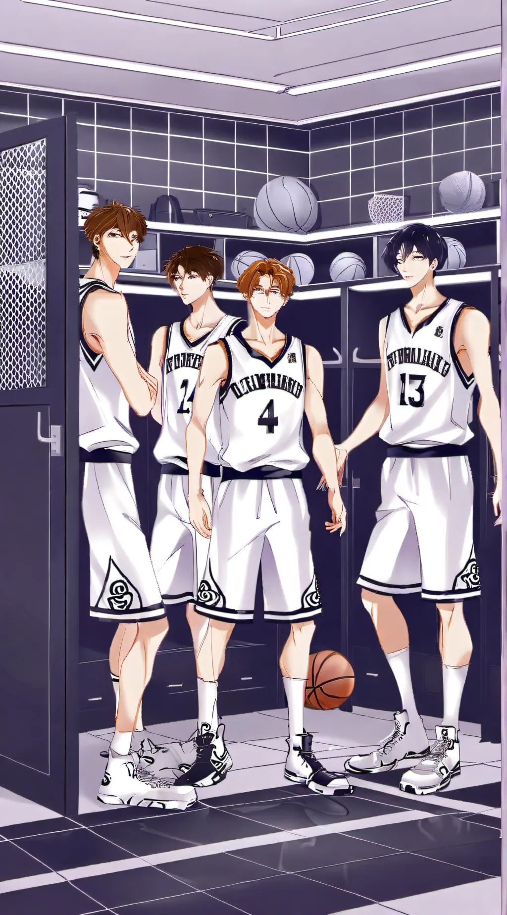 ai character: Boys locker room background