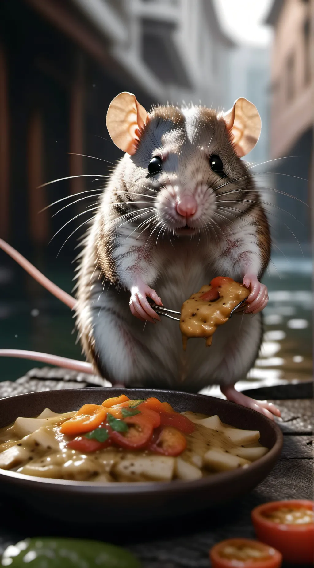 ai character: roasting rat background