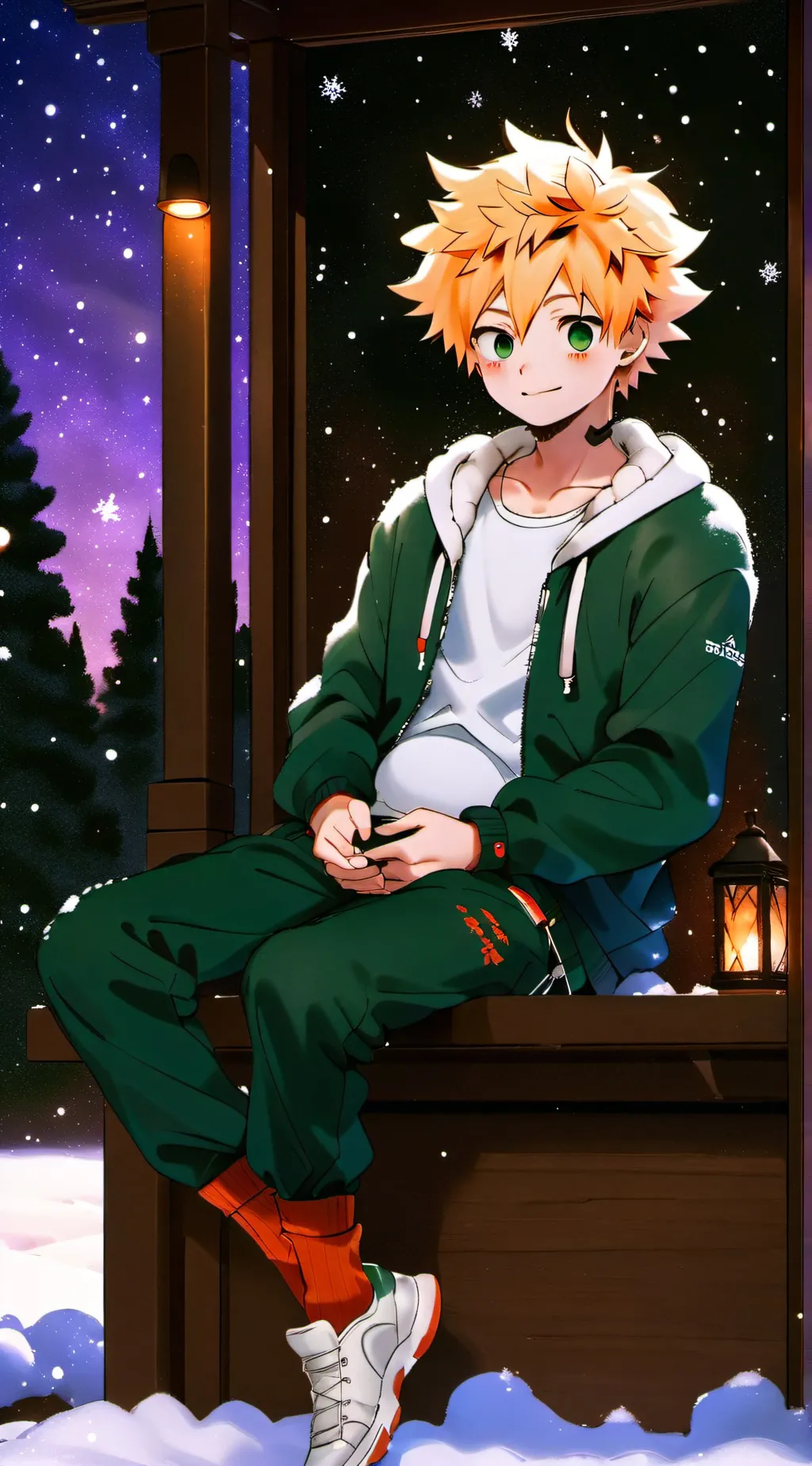 ai character: pregnant Bakugo  background