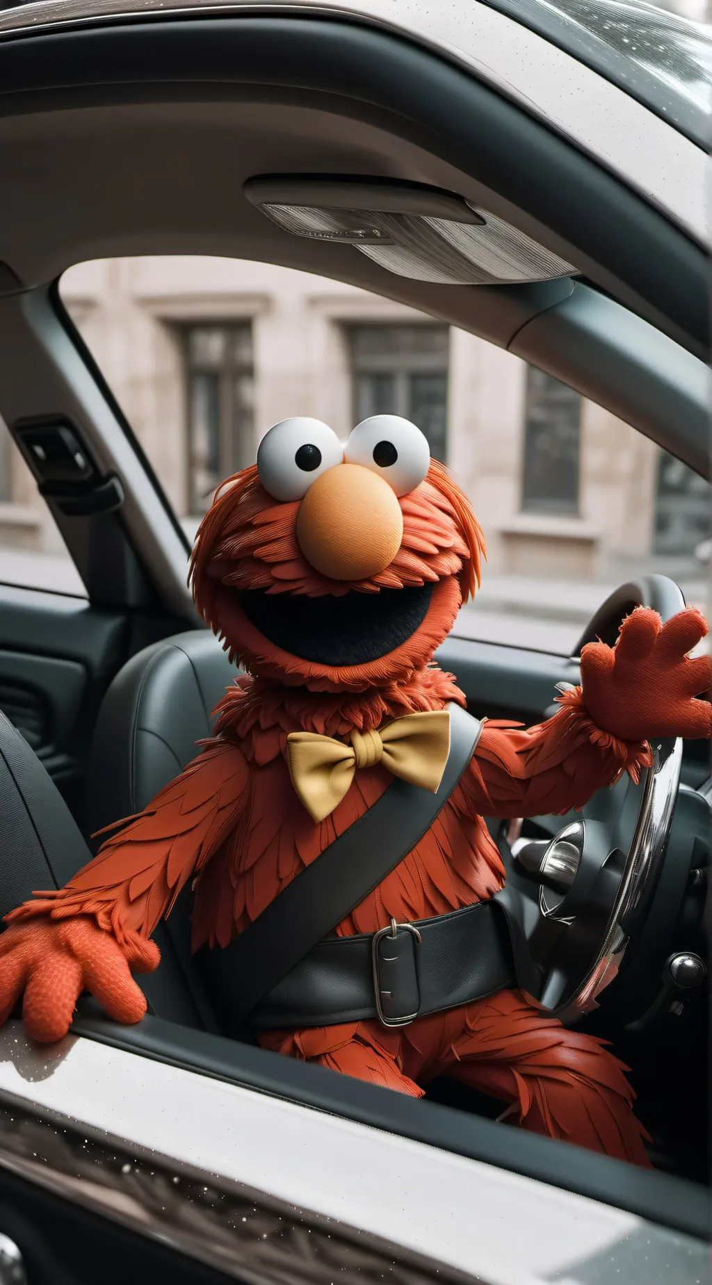 ai character: elmo at 3:00 background