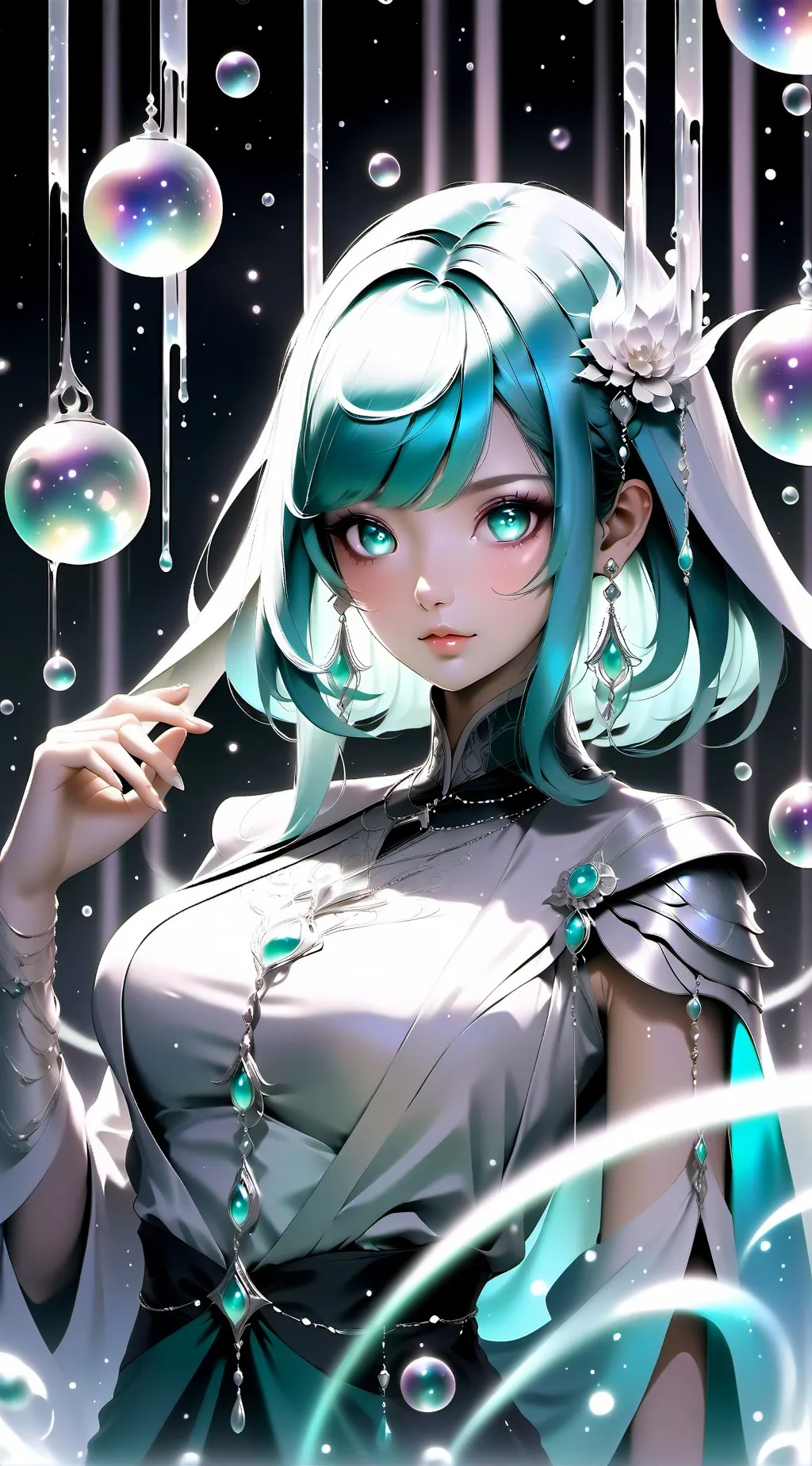 ai character: Aquamarine background