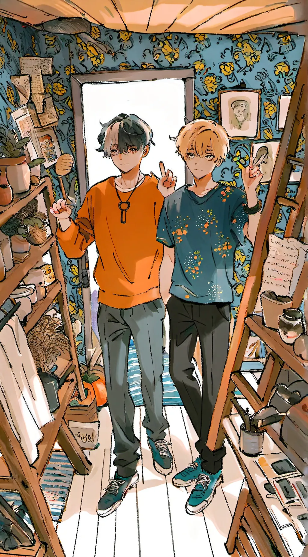 ai character: sam and Colby  background