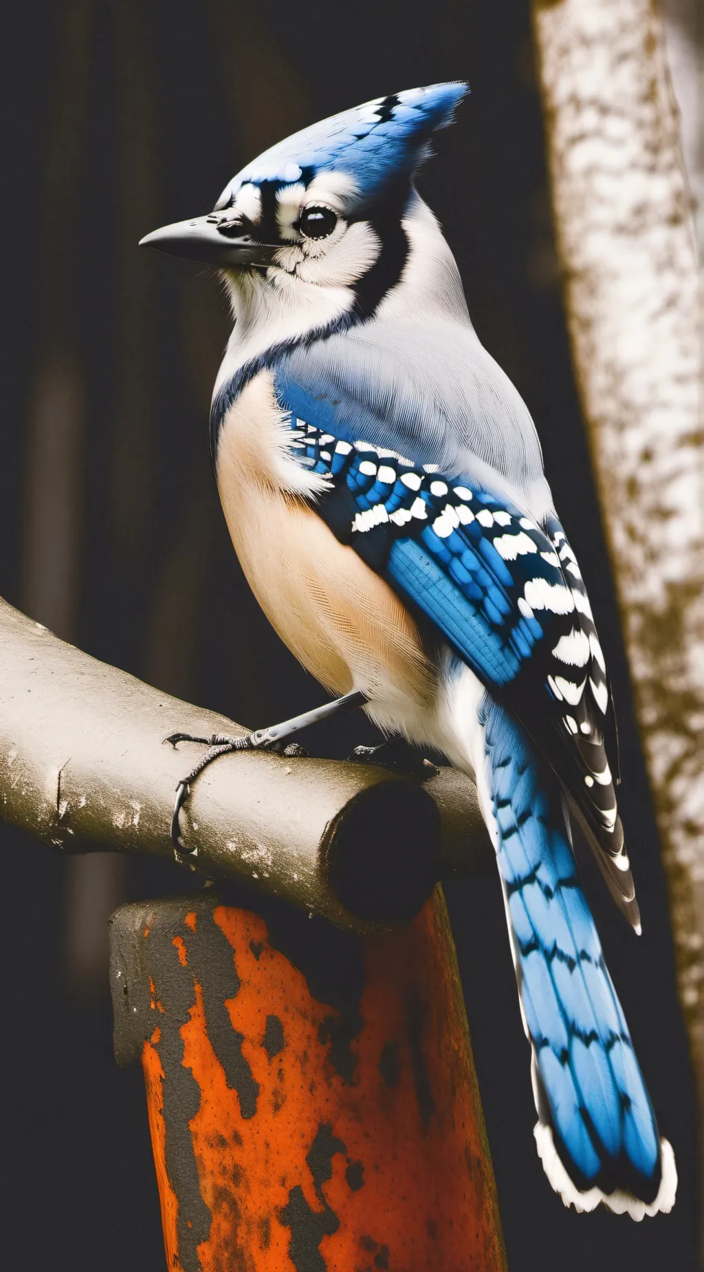 ai character: blue jay background