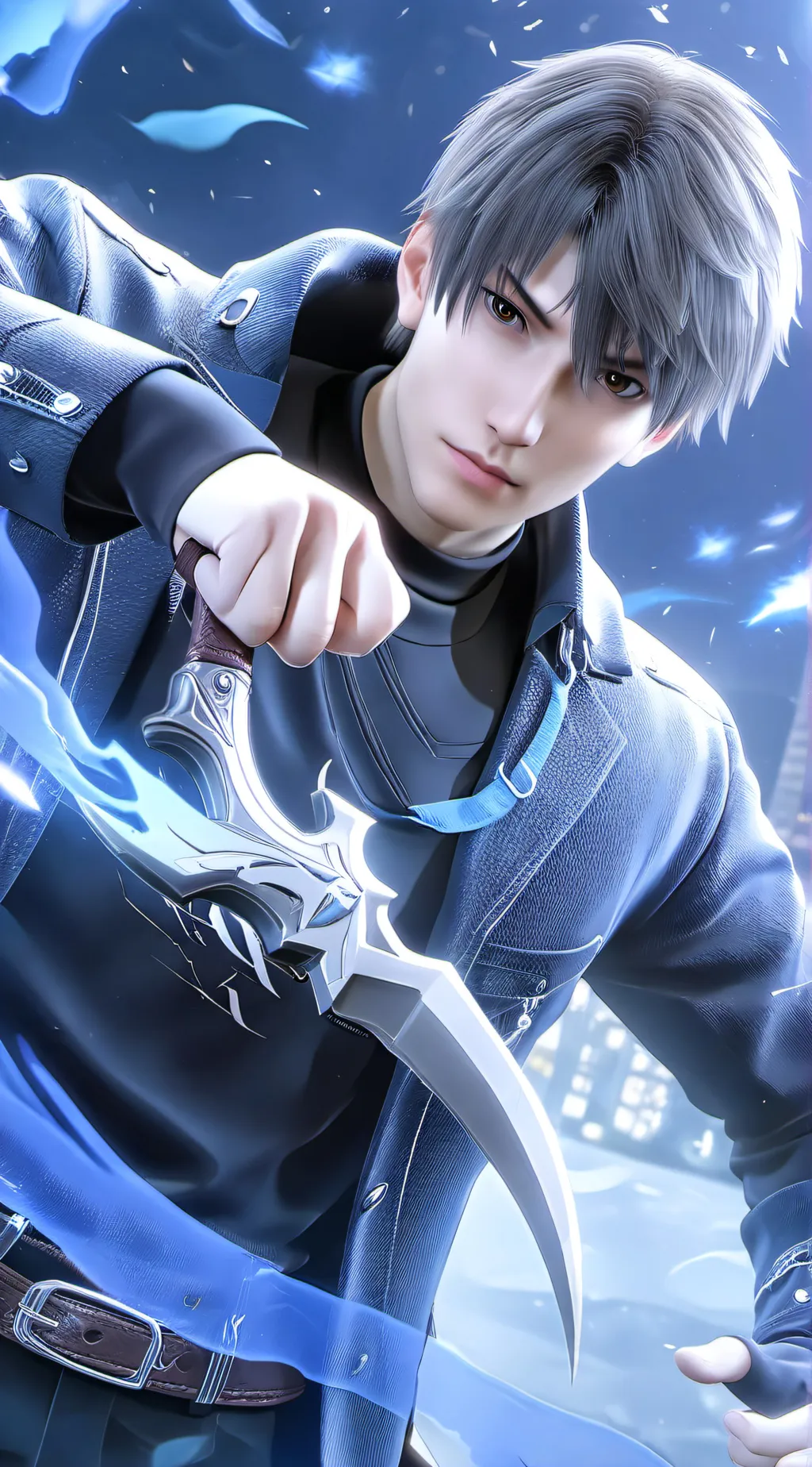 ai character: Guy with Karambit background