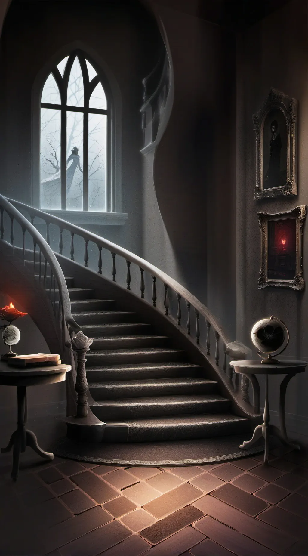 ai character: HH HAUNTED HOUSE background