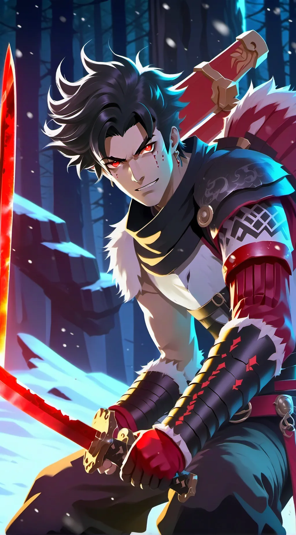 ai character: strong red ninja background