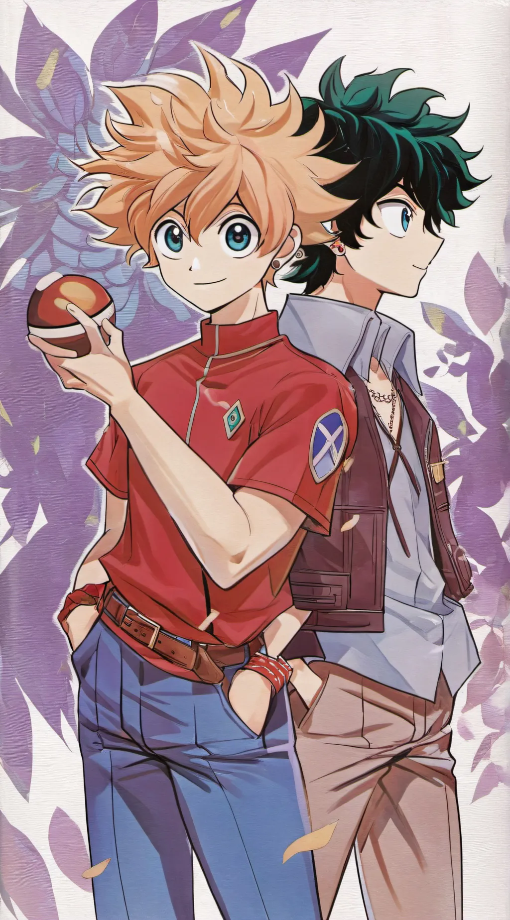 ai character: Bakugo and deku background