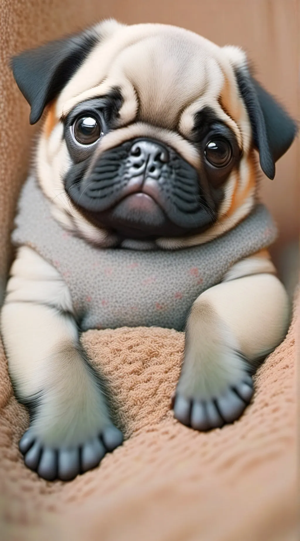 ai character: newborn pug background
