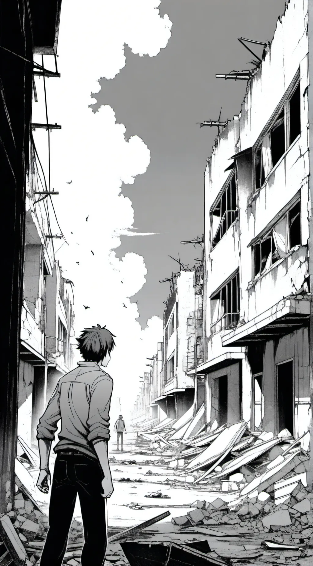 ai character: broken earth background