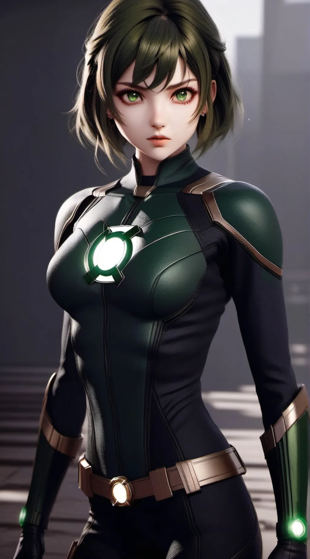 ai character: green latern woman background
