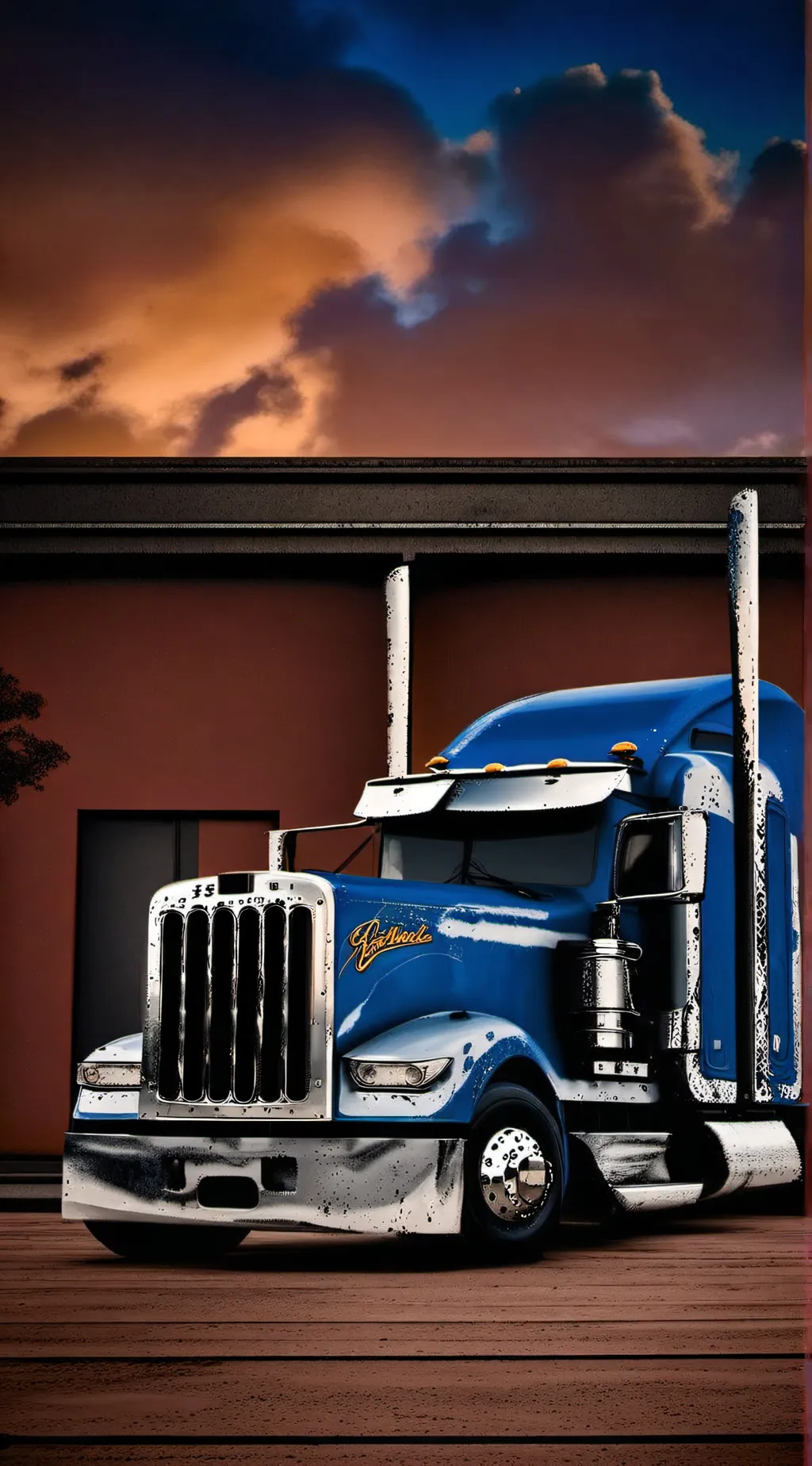 ai character: Peterbilt trucks background
