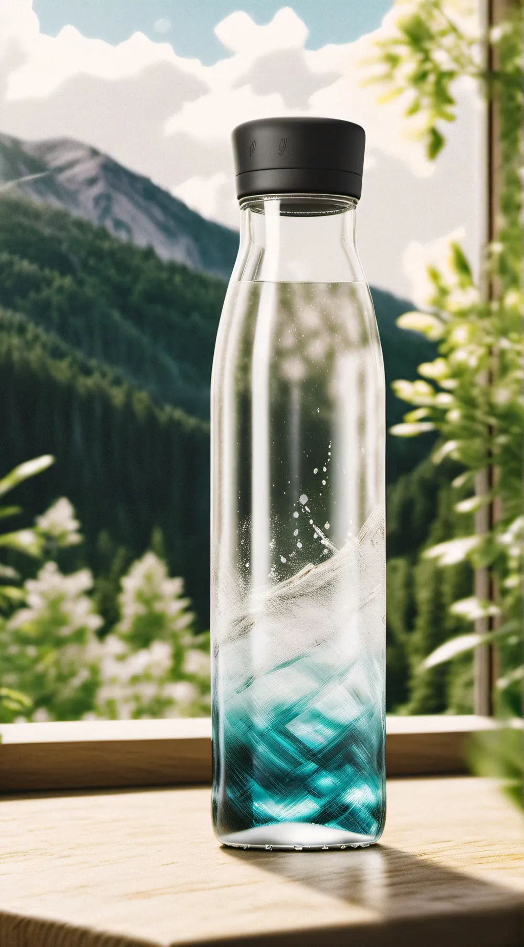 ai character: Water bottle background