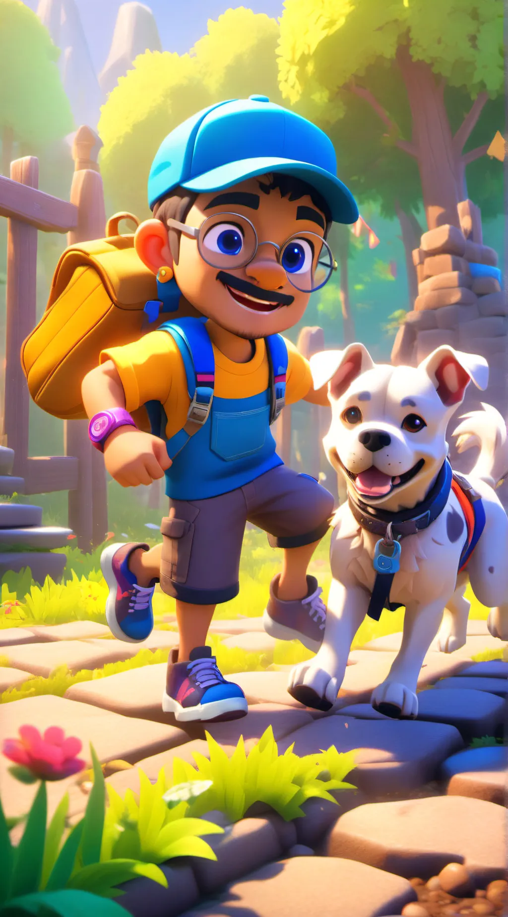 ai character: omz and dog dog background