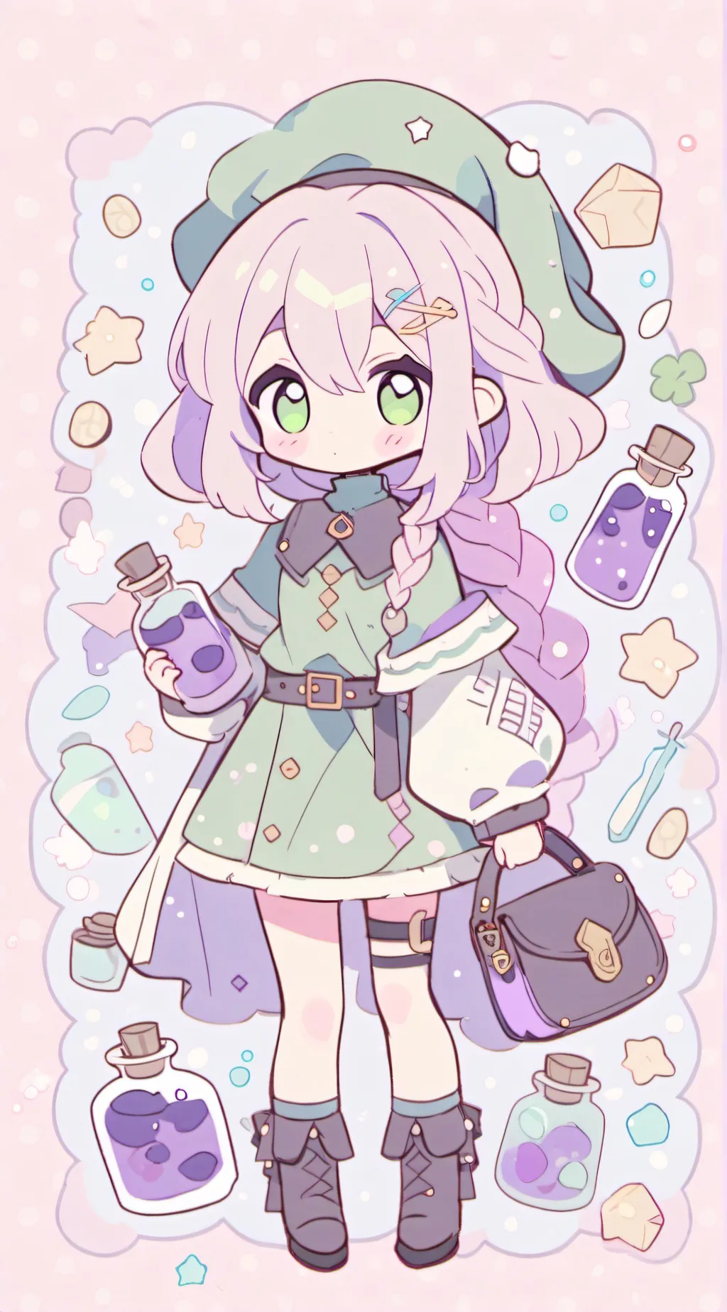 ai character: Growing girl potio background