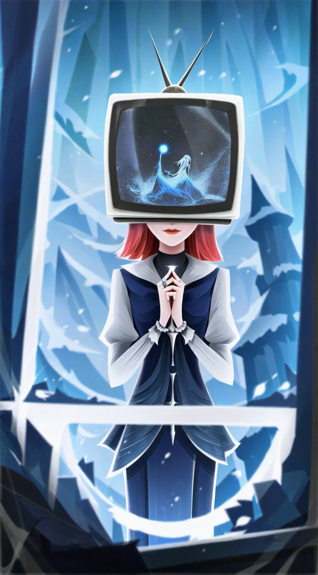 ai character: tv woman  background