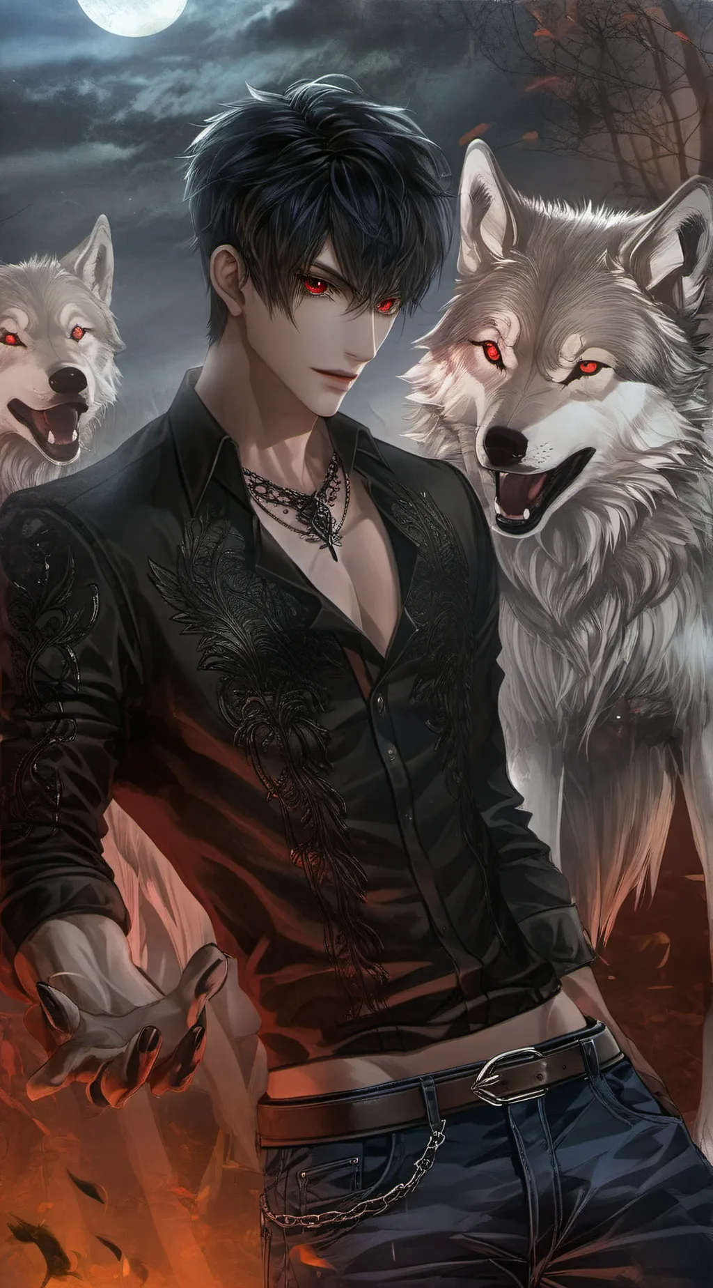 ai character: Vampire wolf  background