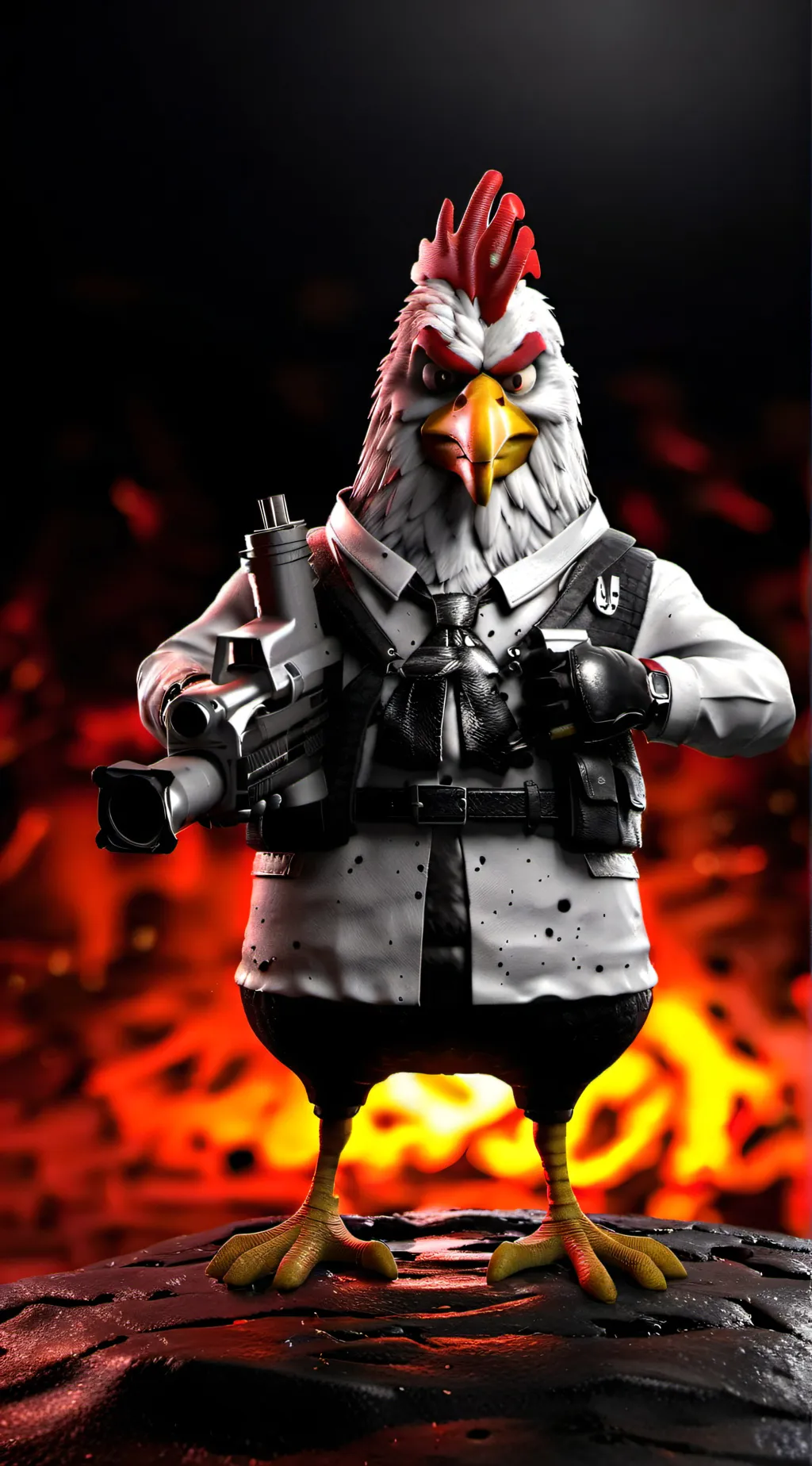 ai character: chicken gun background