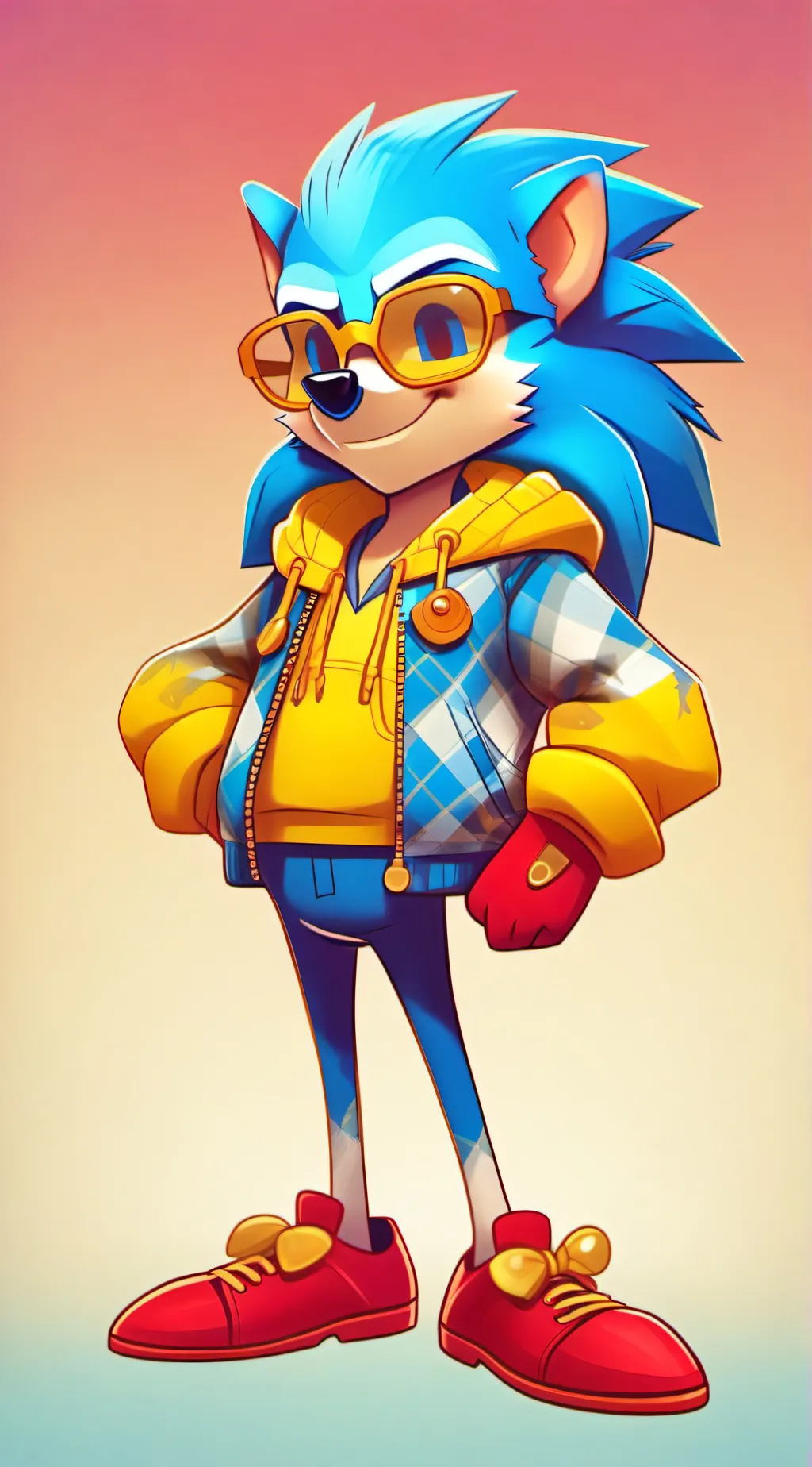ai character: Sonic on alcohol background