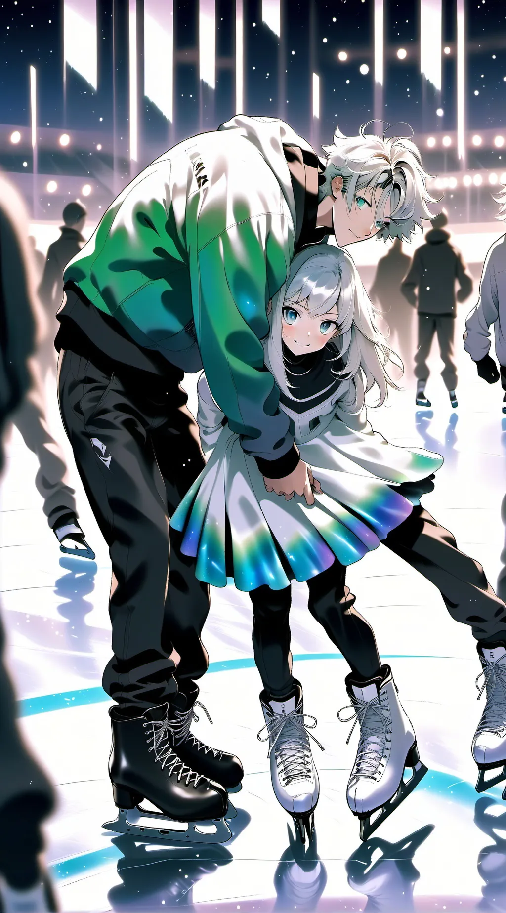 ai character: mha + ice skating! background