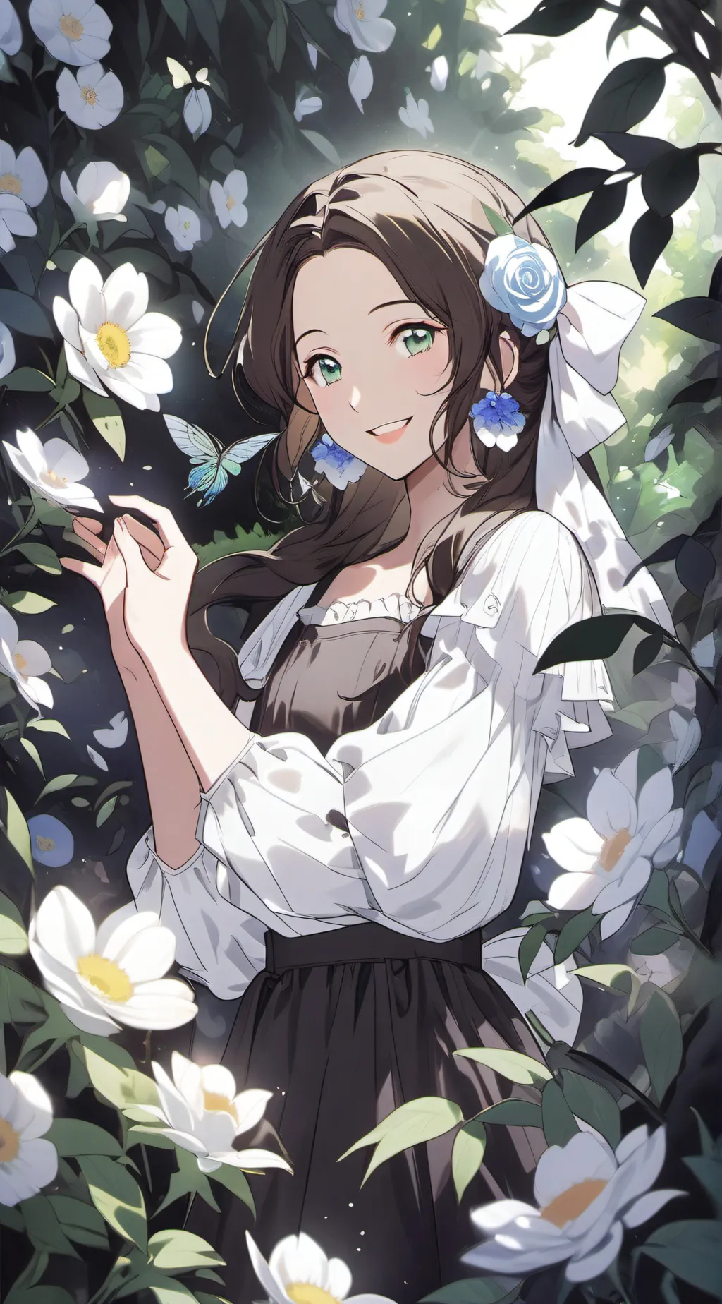 ai character: happy here  background