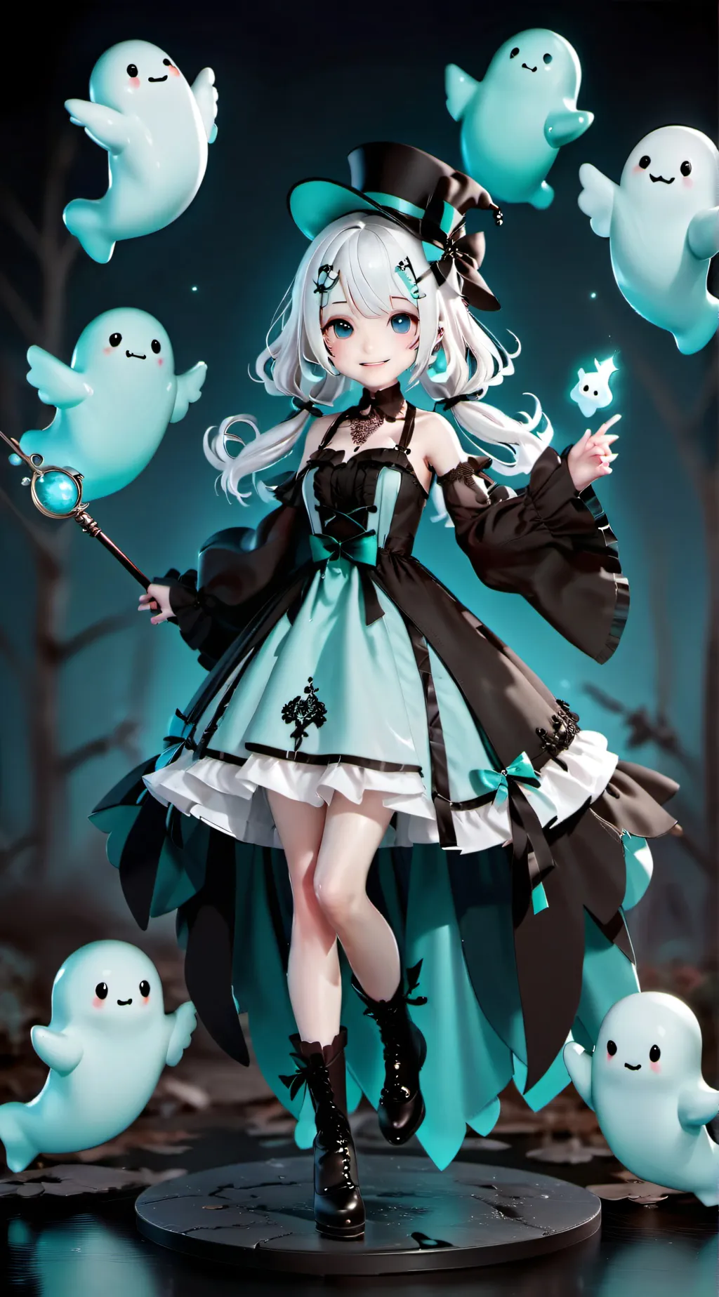 ai character: mint fantôme background