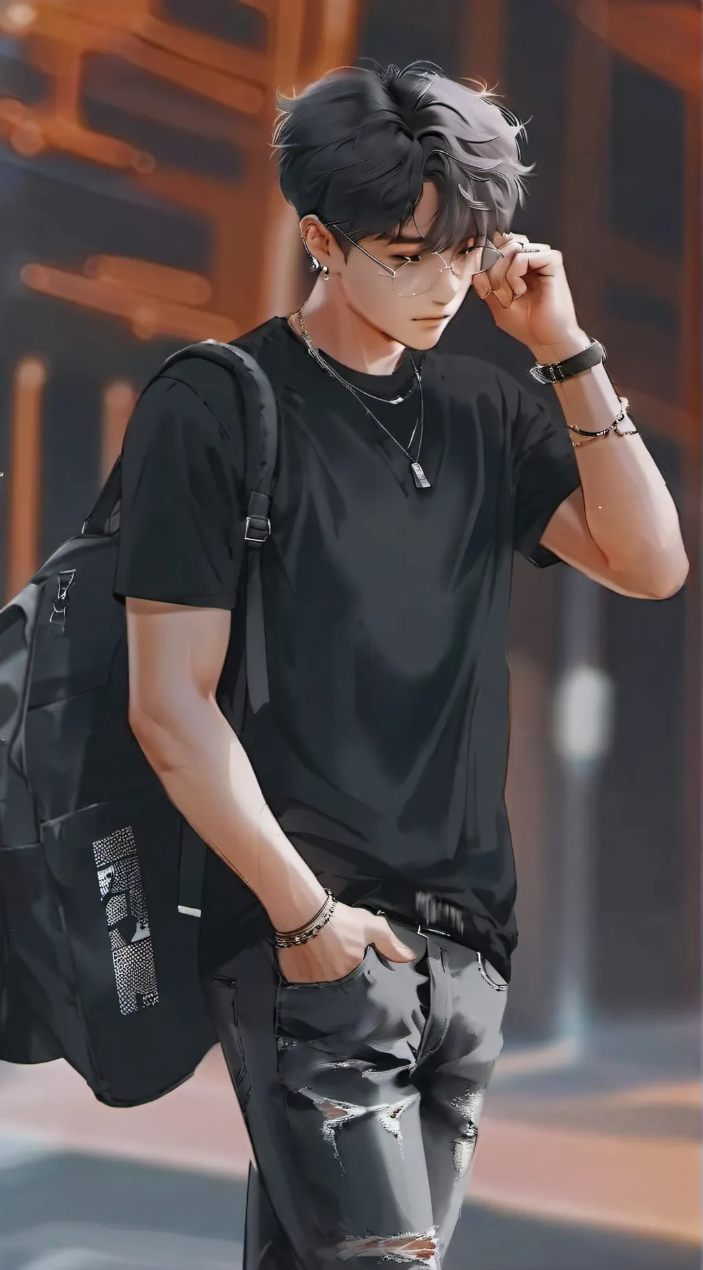 ai character: Han(mannequin) background