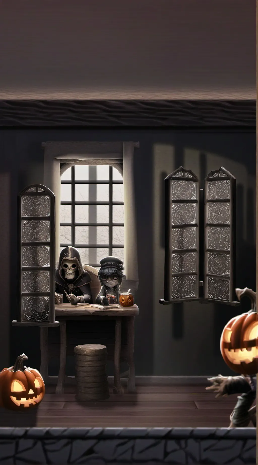 ai character: TDI Halloween.  background