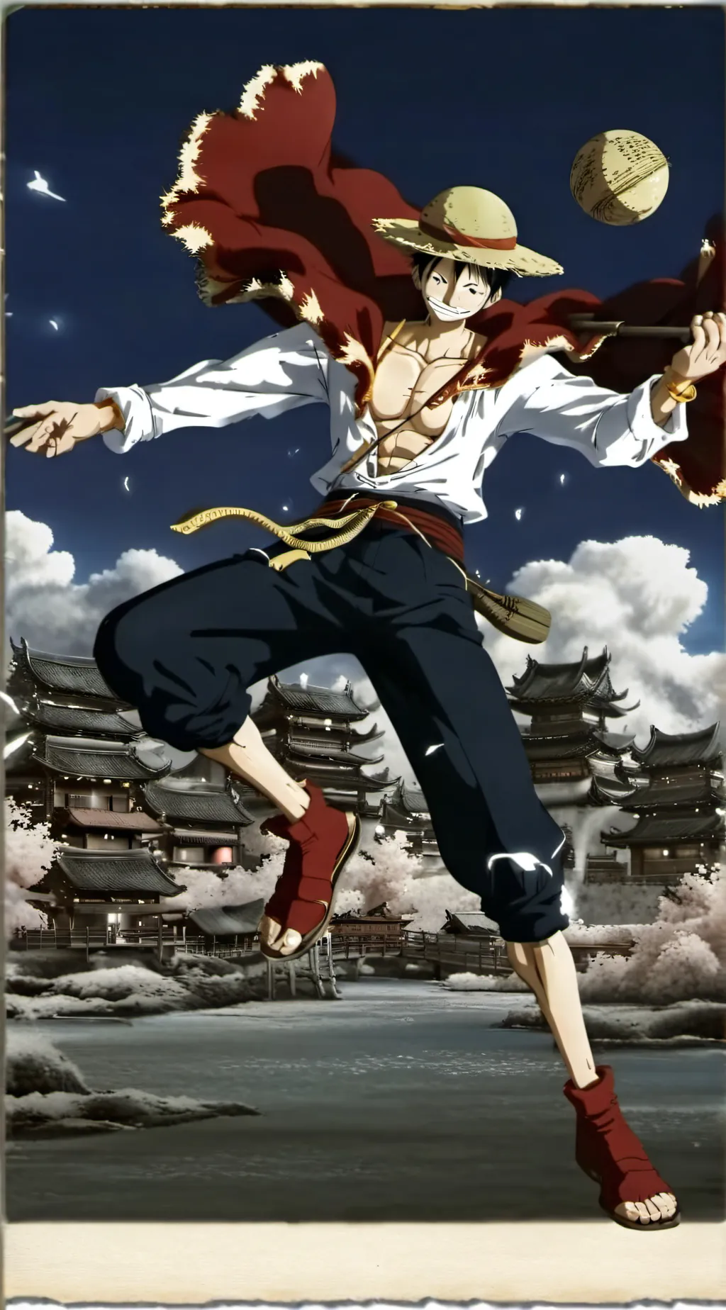 ai character: SUS Luffy  background