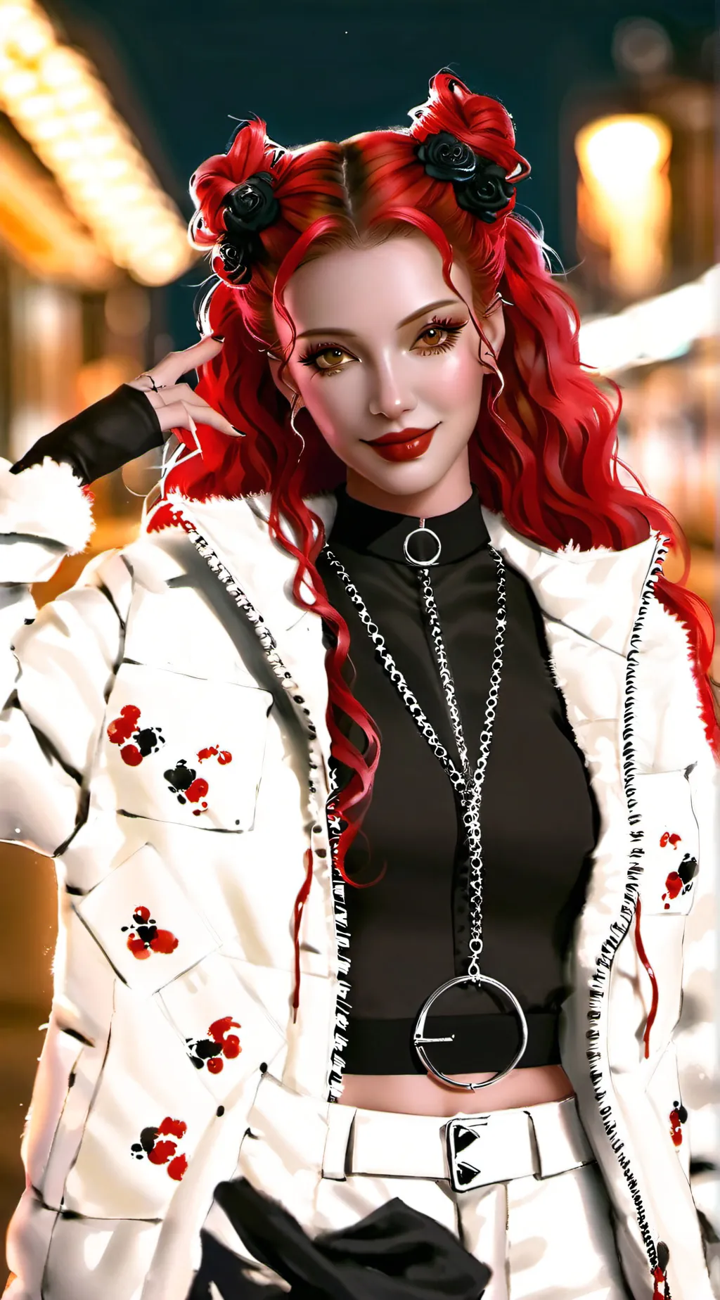 ai character: Red fireworks. background