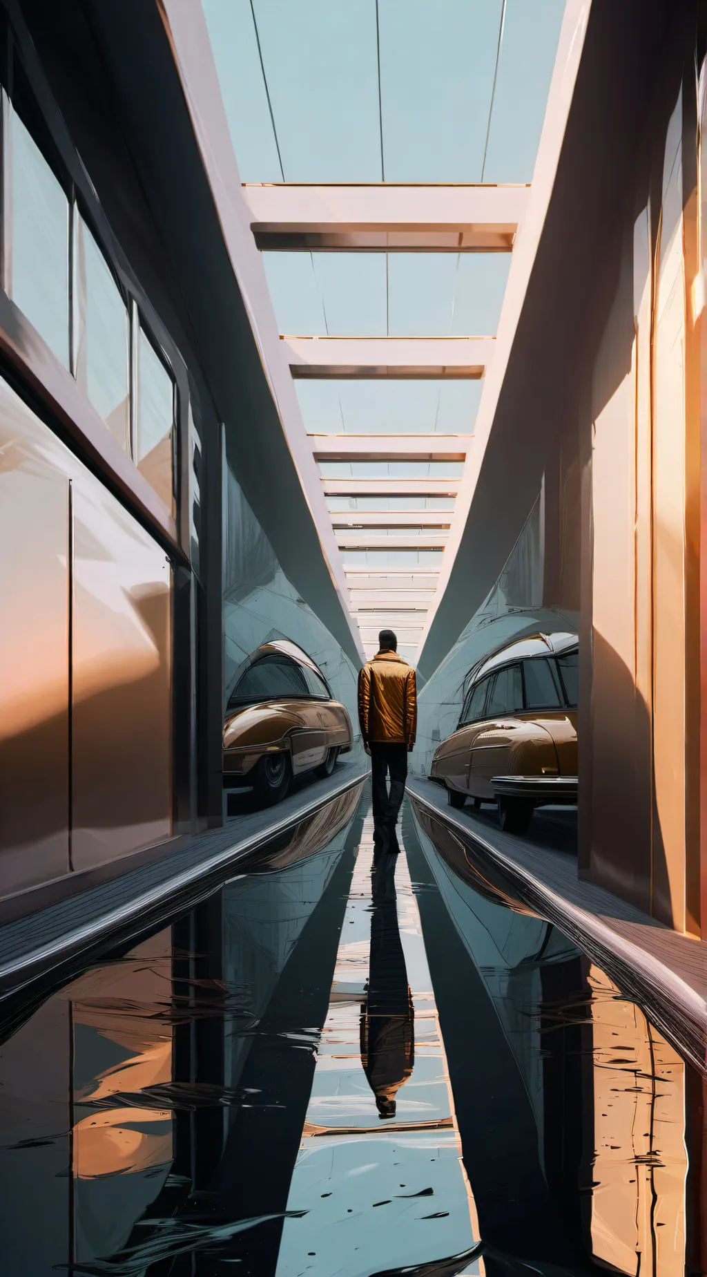 ai character: golden arrow background