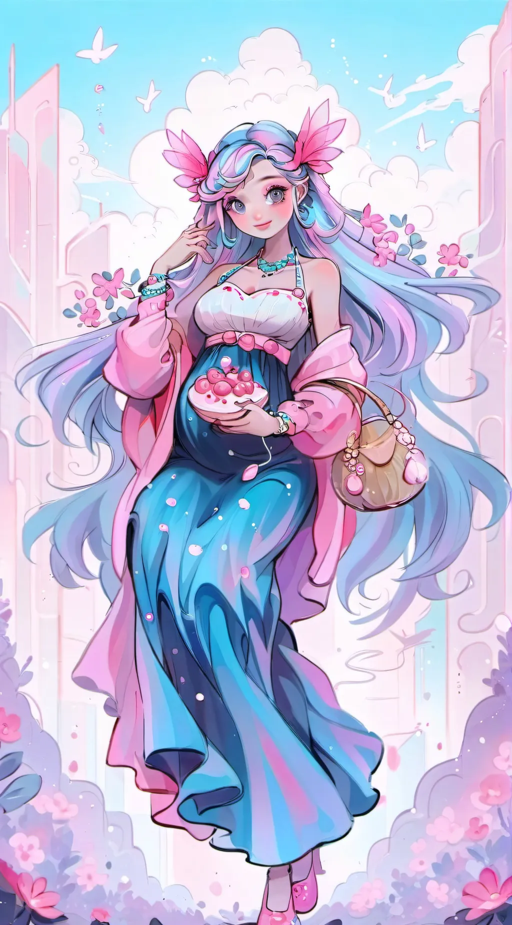 ai character: 9 mth pregnant mom background