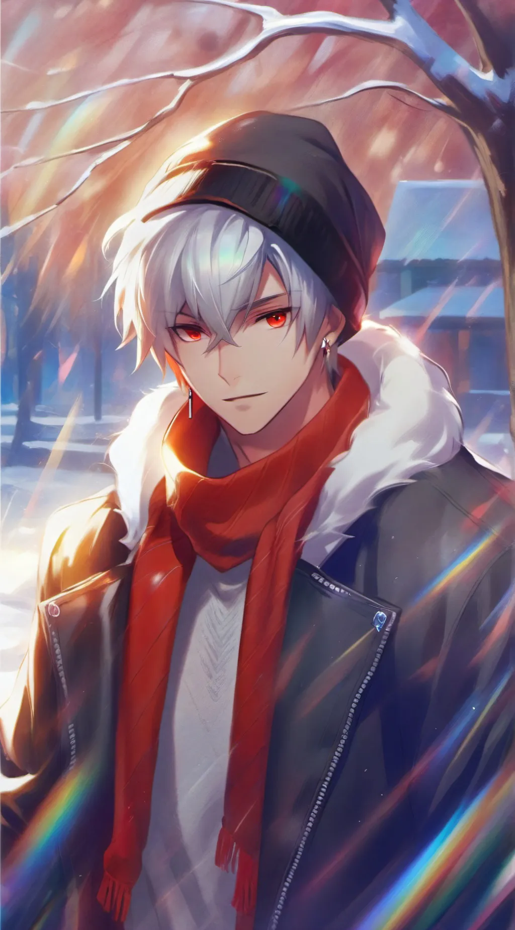 ai character: MHA winter Holiday background