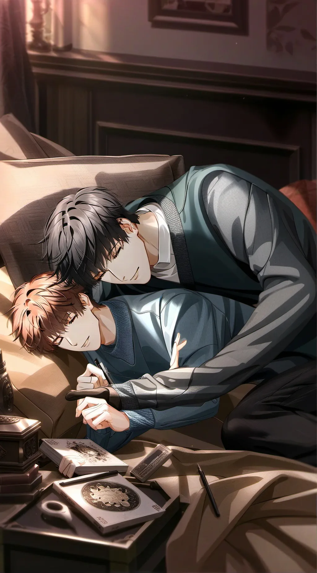 ai character: asher and felix  background