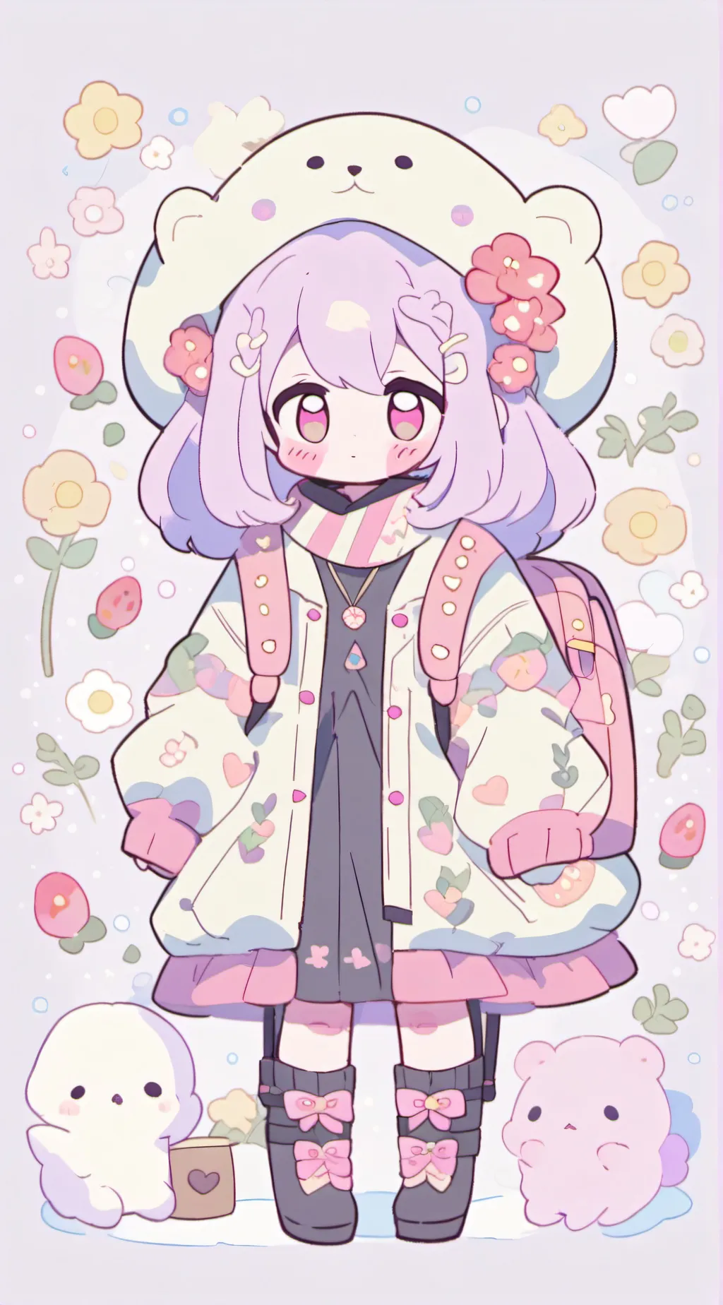 ai character: strawberry bear background