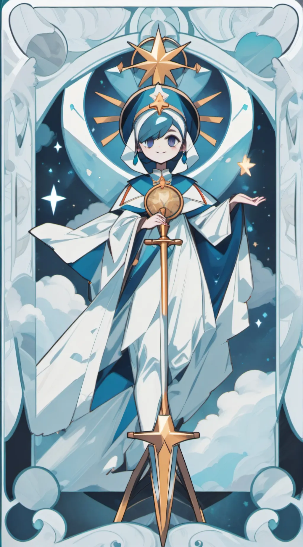 ai character: moon and sun scare background