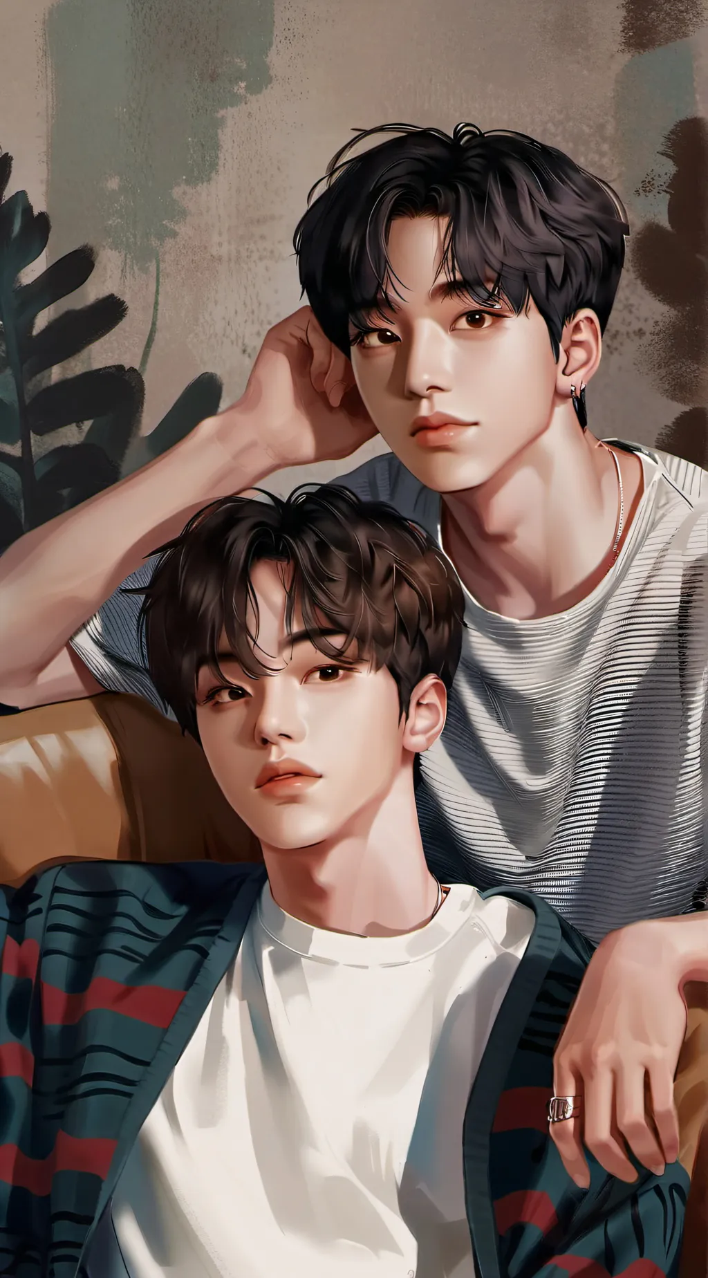 ai character: Jungkook and V background