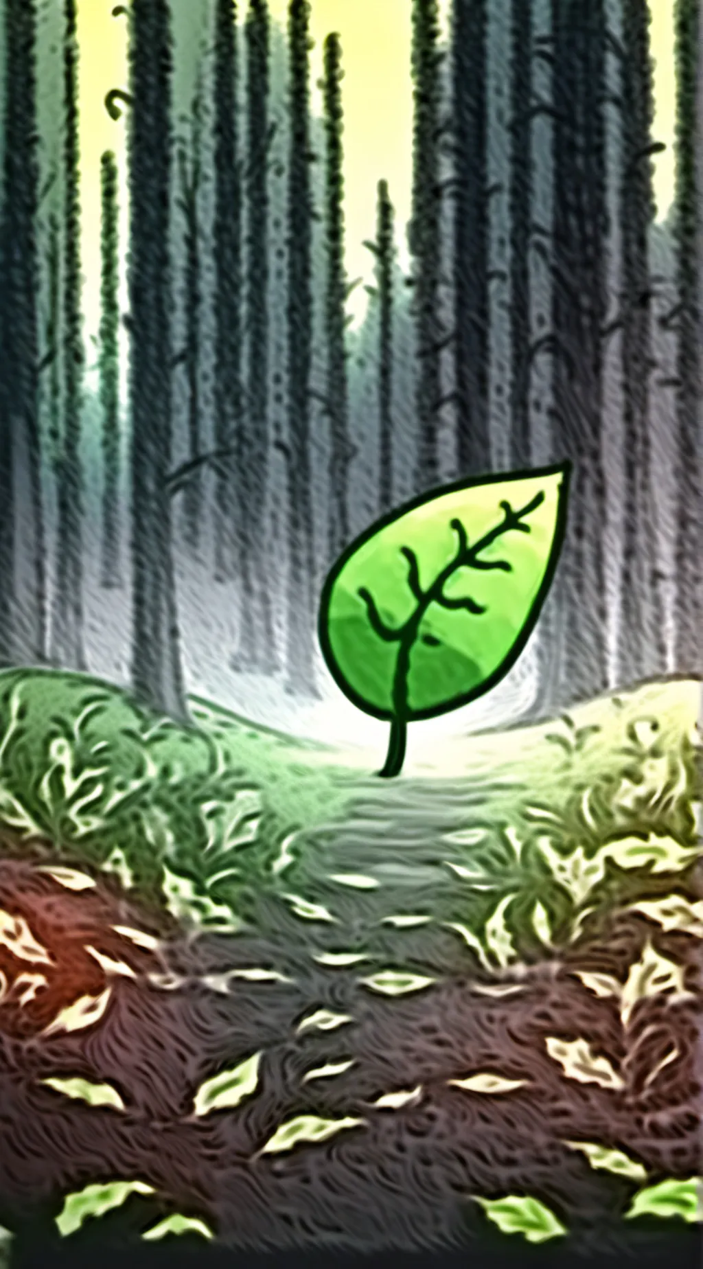 ai character: leafy background