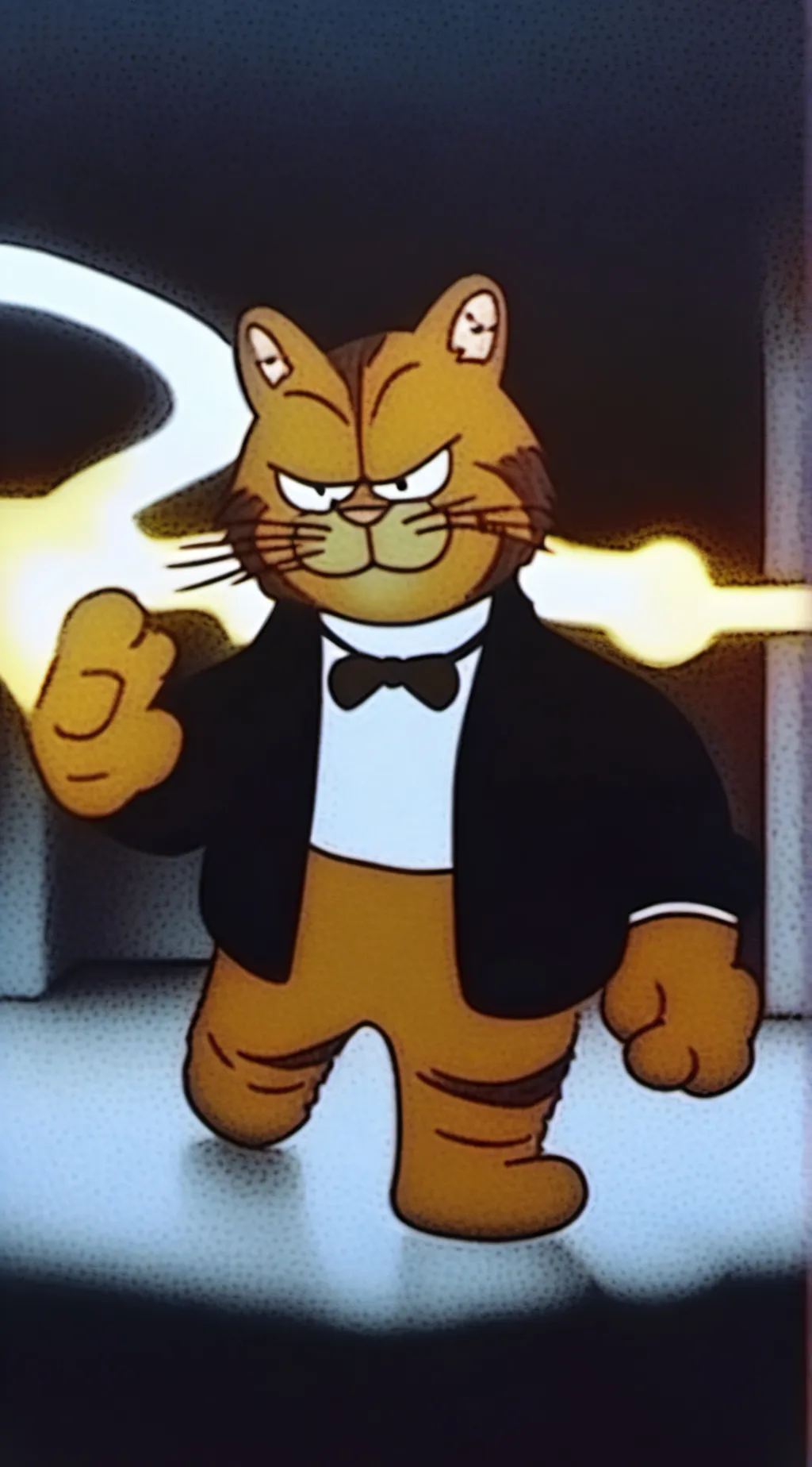 ai character: garfield  background