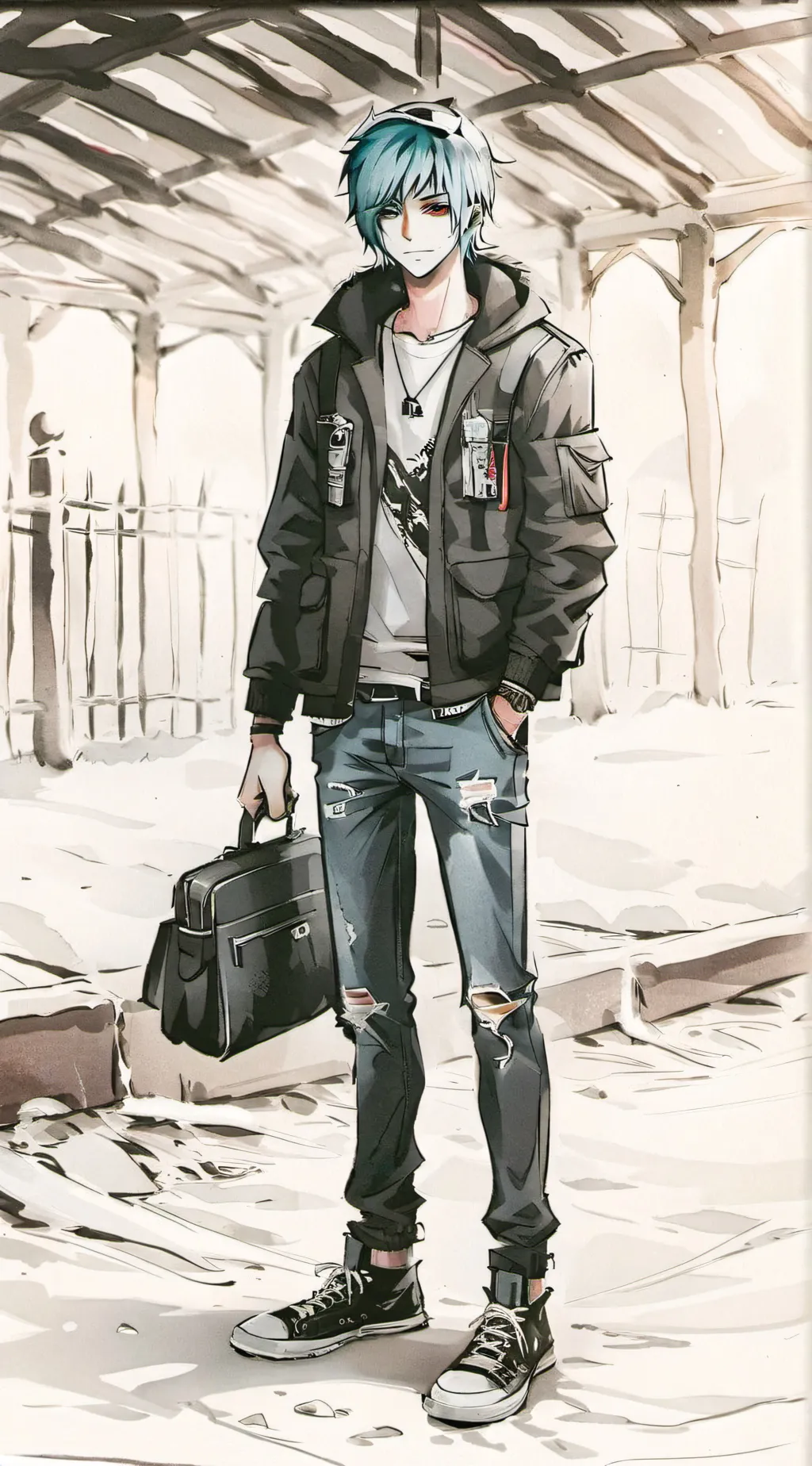 ai character: Sally face  background