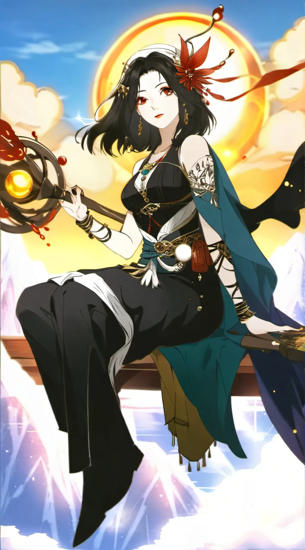 ai character: Sun goddess background