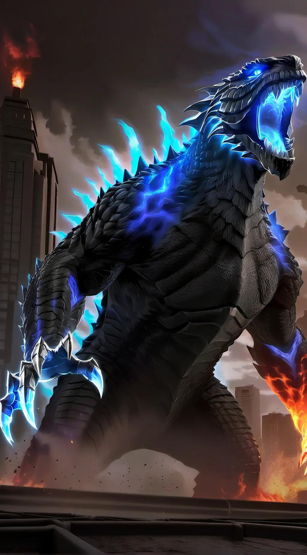 ai character: Godzilla background