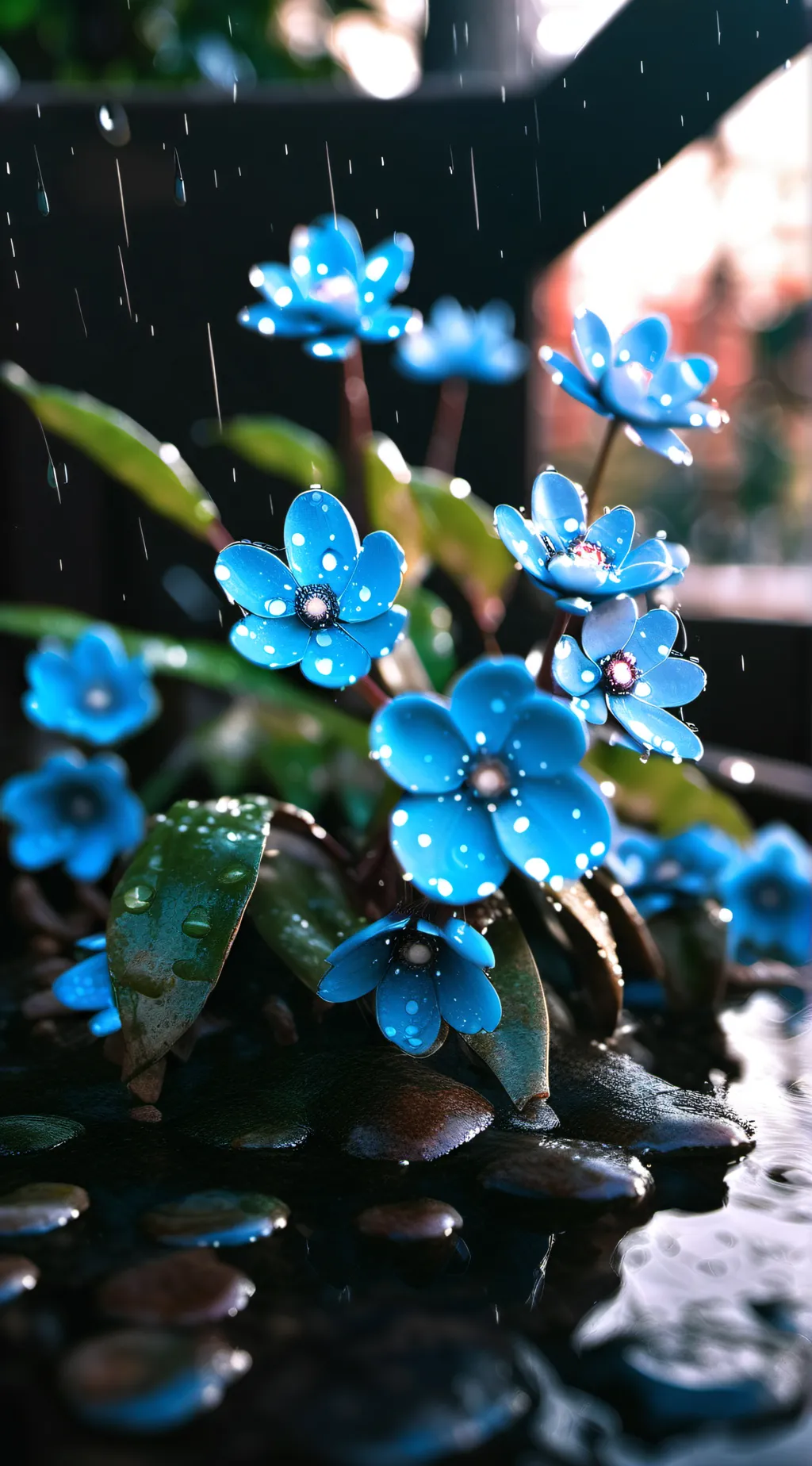 ai character: kny spooky rain background